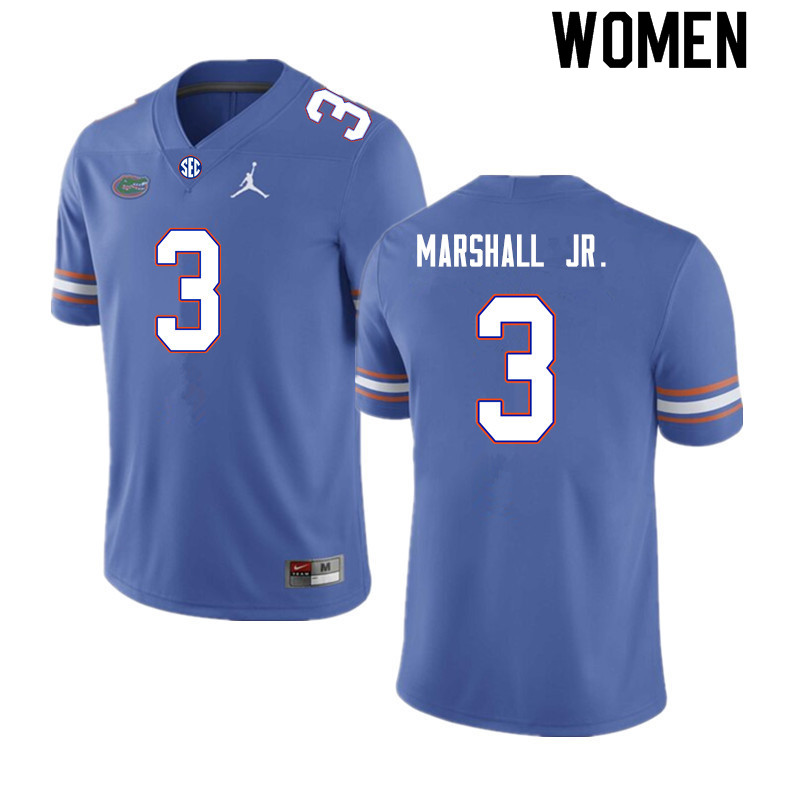 Women #3 Jason Marshall Jr. Florida Gators College Football Jerseys Sale-Royal - Click Image to Close